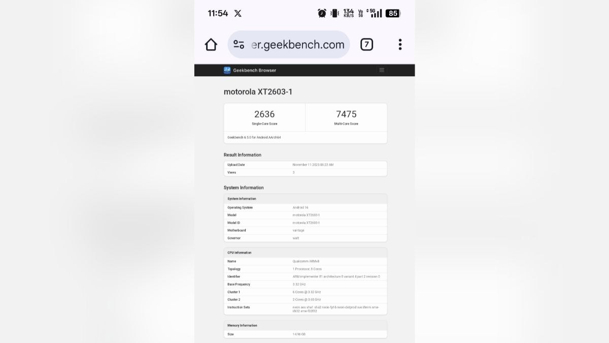 Motorola Edge 70 Ultra Allegedly Surfaces on Geekbench With Snapdragon 8 Gen 5 Chipset